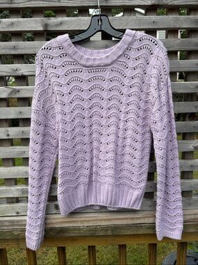 miami Lilac Open-Knit Crewneck Sweater
